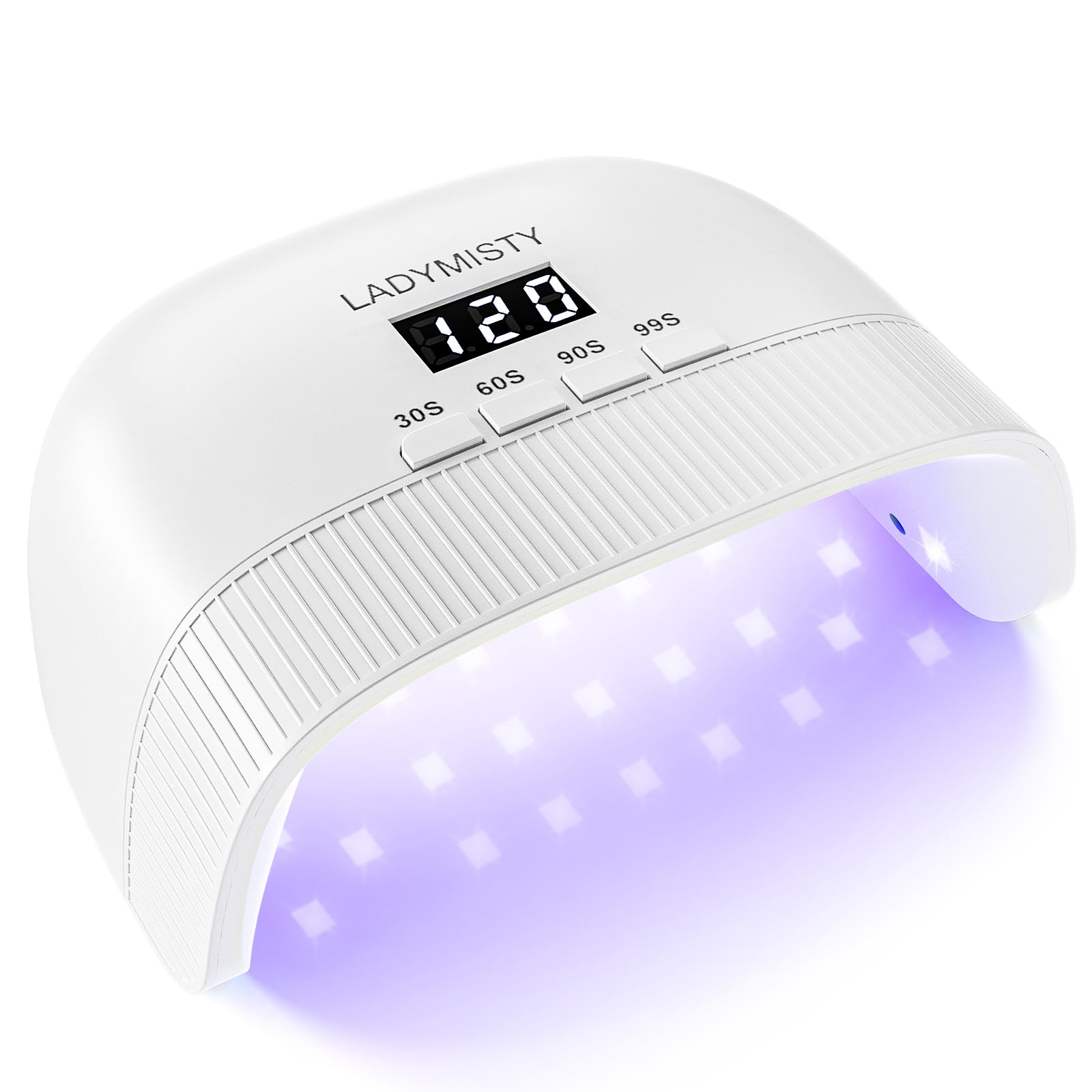 LadyMisty UV nail lamp front view delivers fast curing for salon-quality gel nails at home
