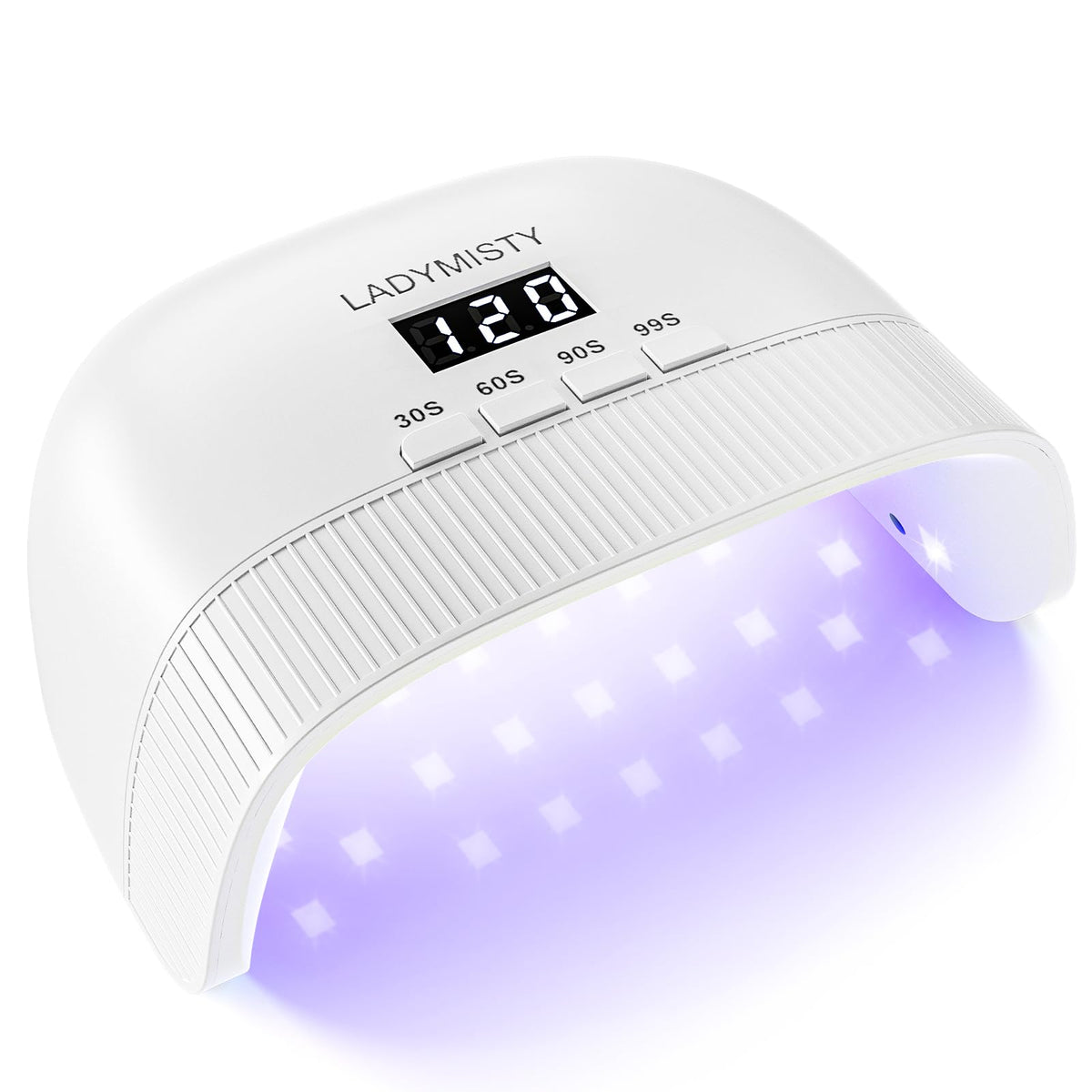 LadyMisty UV nail lamp front view delivers fast curing for salon-quality gel nails at home