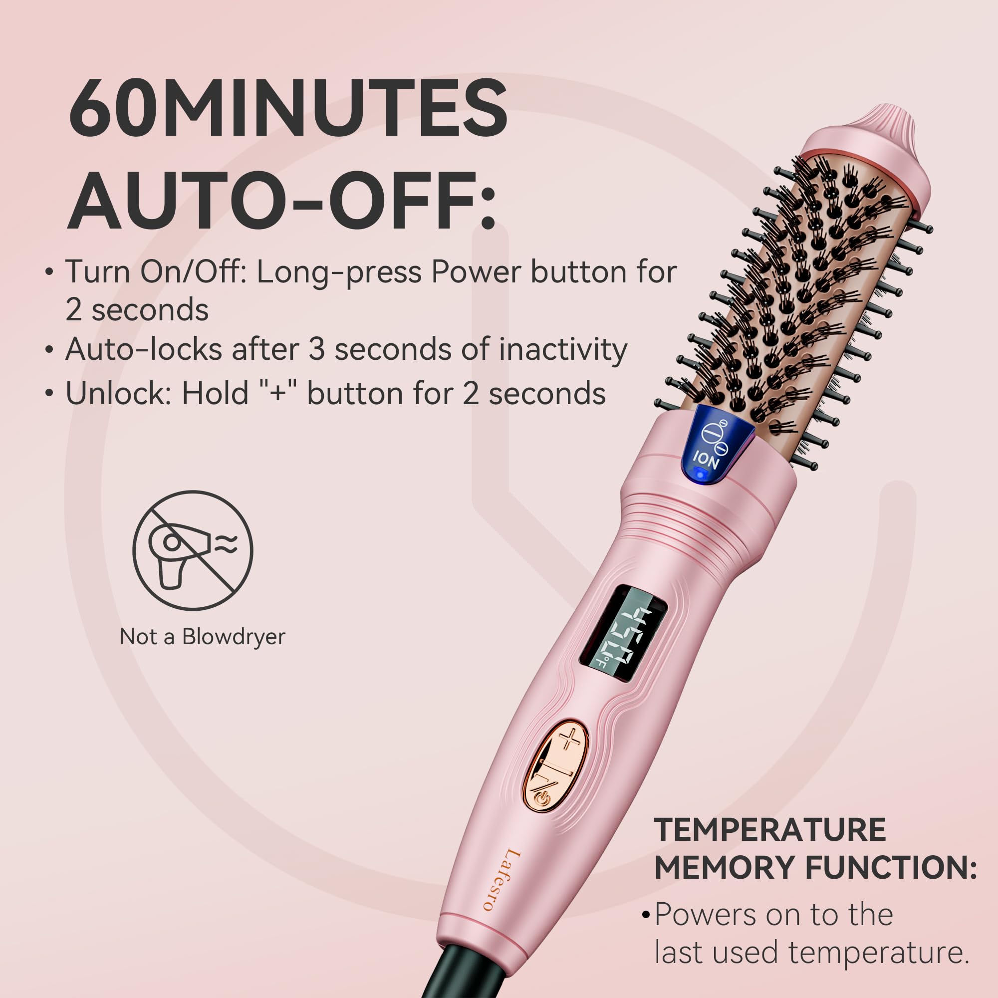 Lafesro Ionic technology reduces frizz for shiny, manageable hair.