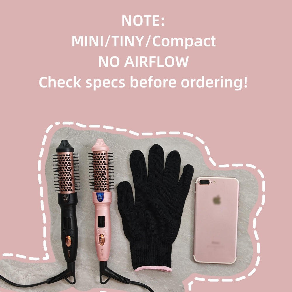 Lafesro Thermal Brush Mini handle close-up showing compact grip for easy styling.