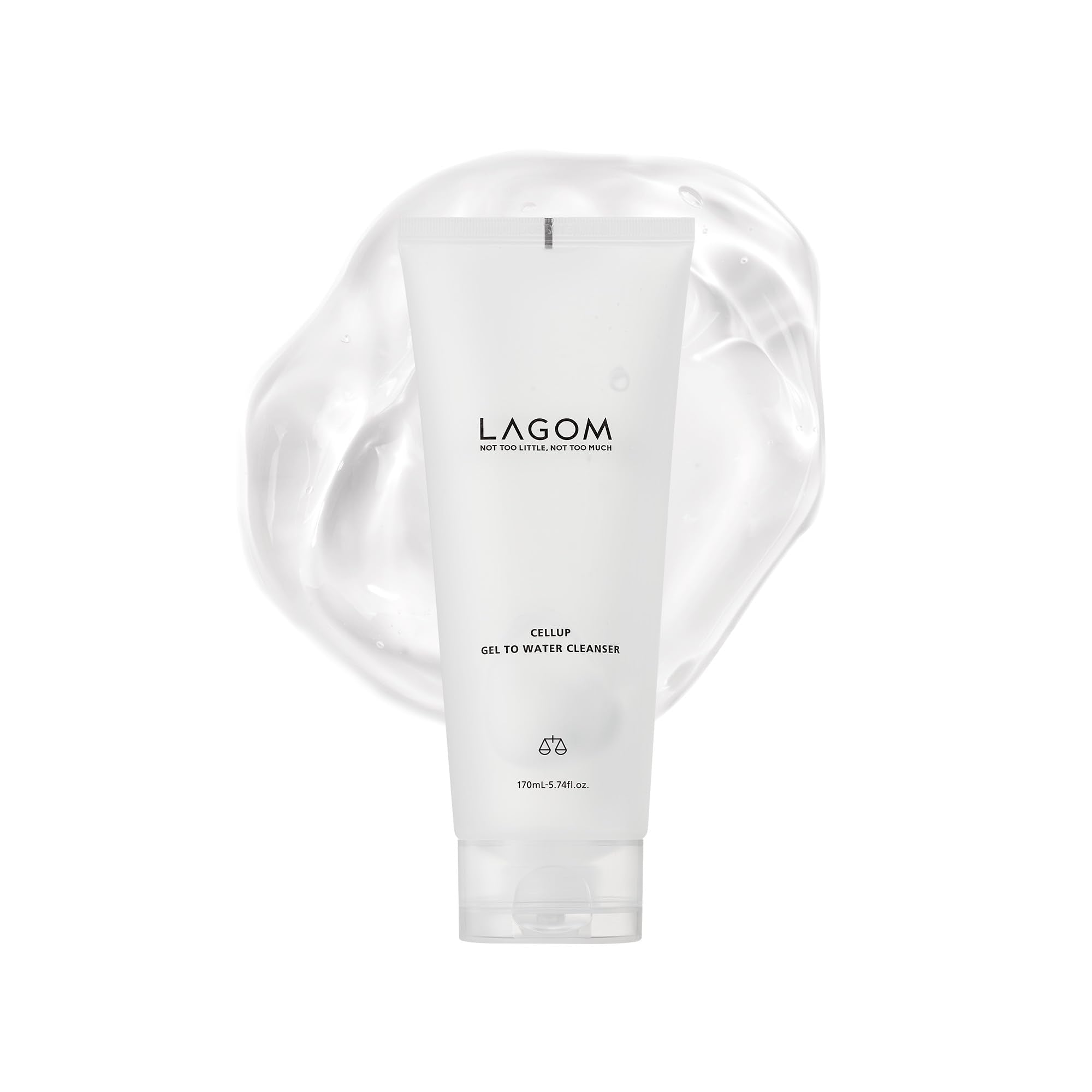 LAGOM Cellup Gel To Water Cleanser bottle pours for a fresh, no-foam cleanse.