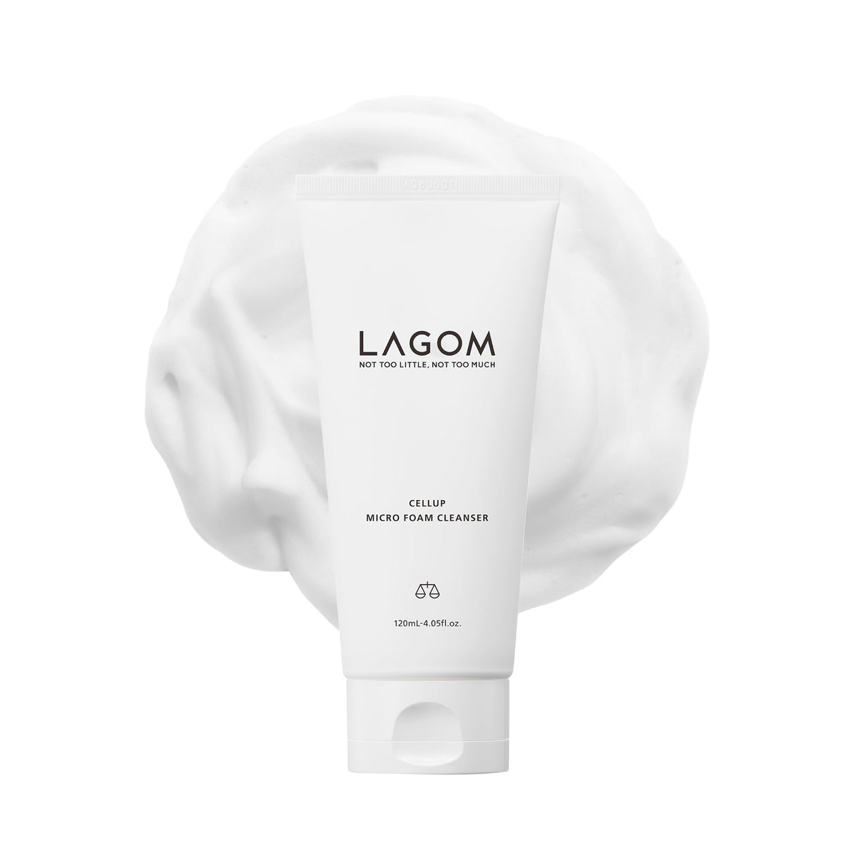 Lagom Cellup micro-foam cleanser bottle closeup shows dense bubbles for deep makeup removal.