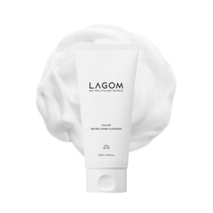 Lagom Cellup micro-foam cleanser bottle closeup shows dense bubbles for deep makeup removal.