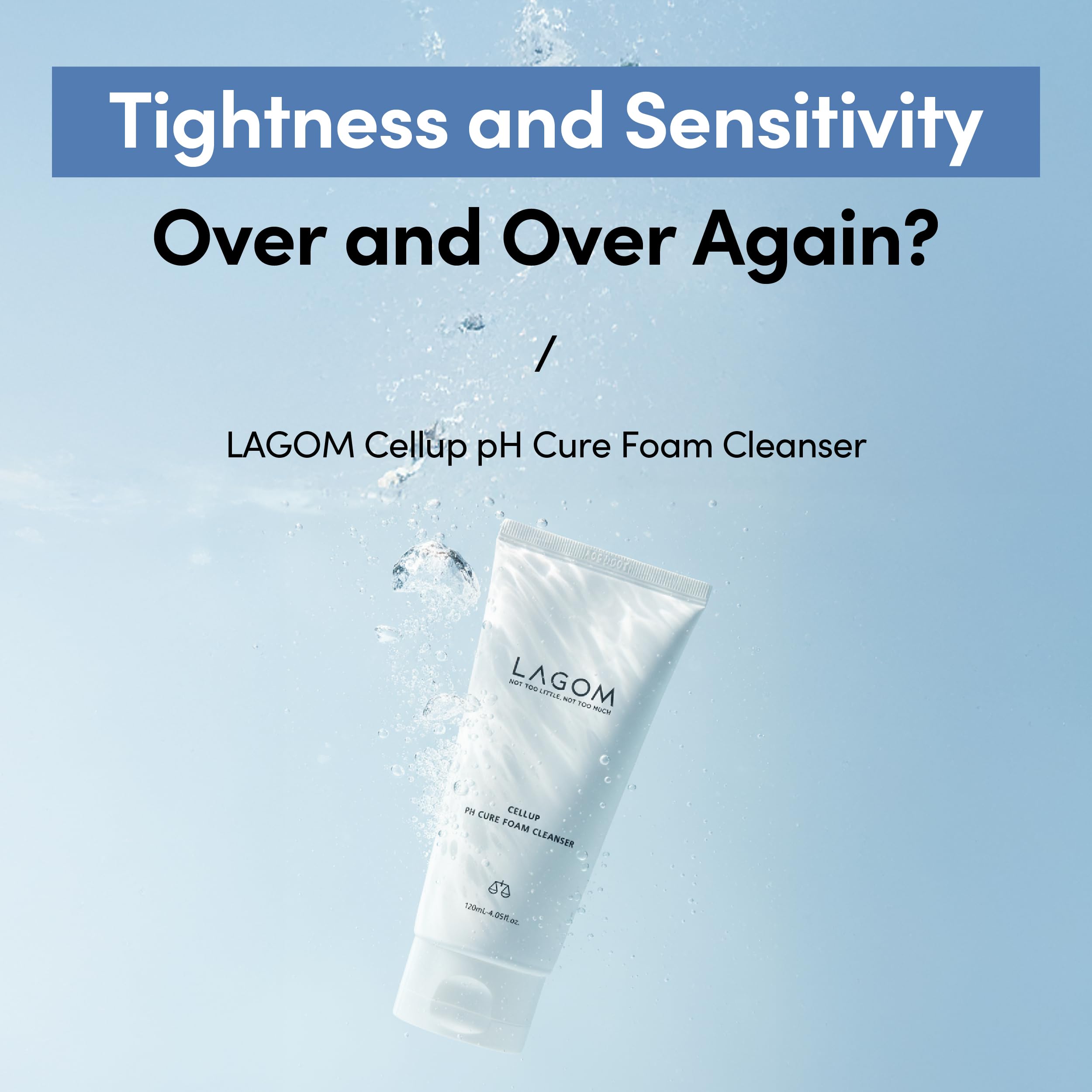 LAGOM Cellup foam close-up shows silky lather for daily, mild cleansing.