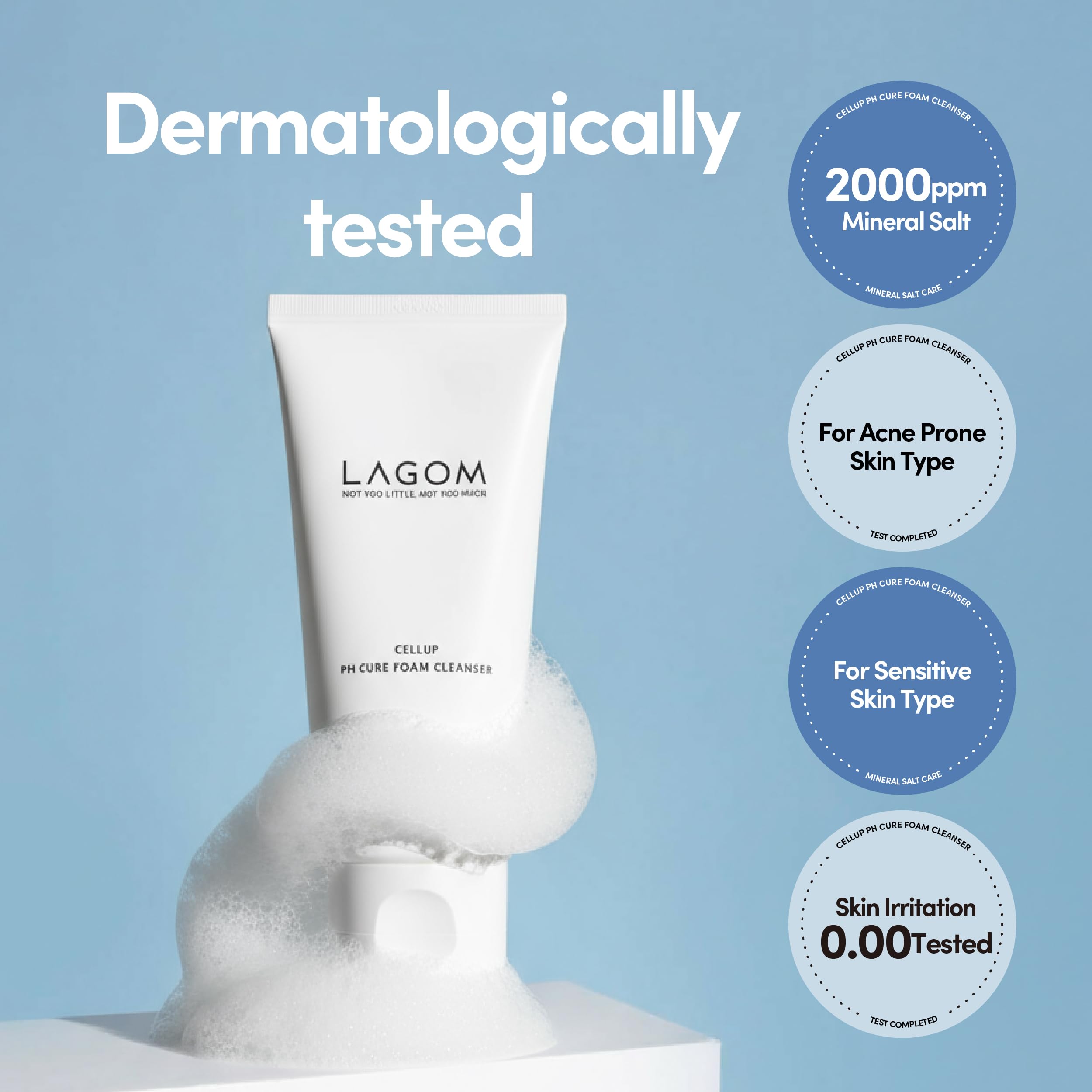 LAGOM Cellup facial skin close-up highlights refined pores after sebum-balancing cleanse.