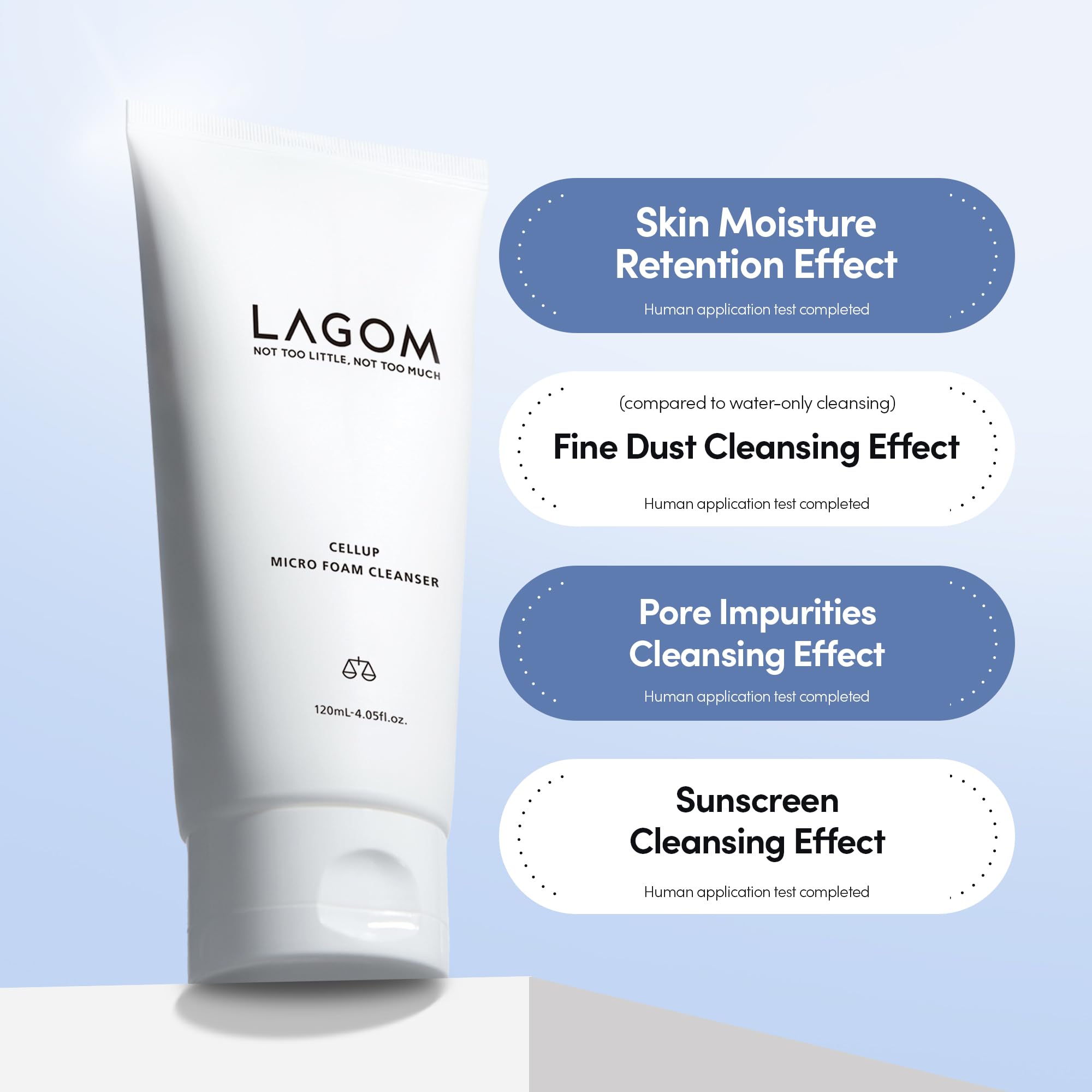 Lagom Cellup foam on wet hands demonstrates easy lathering.