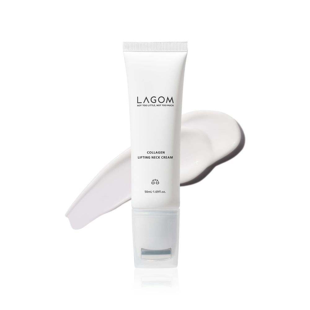LAGOM Collagen Lifting Neck Cream roller bottle supports neck firmness.