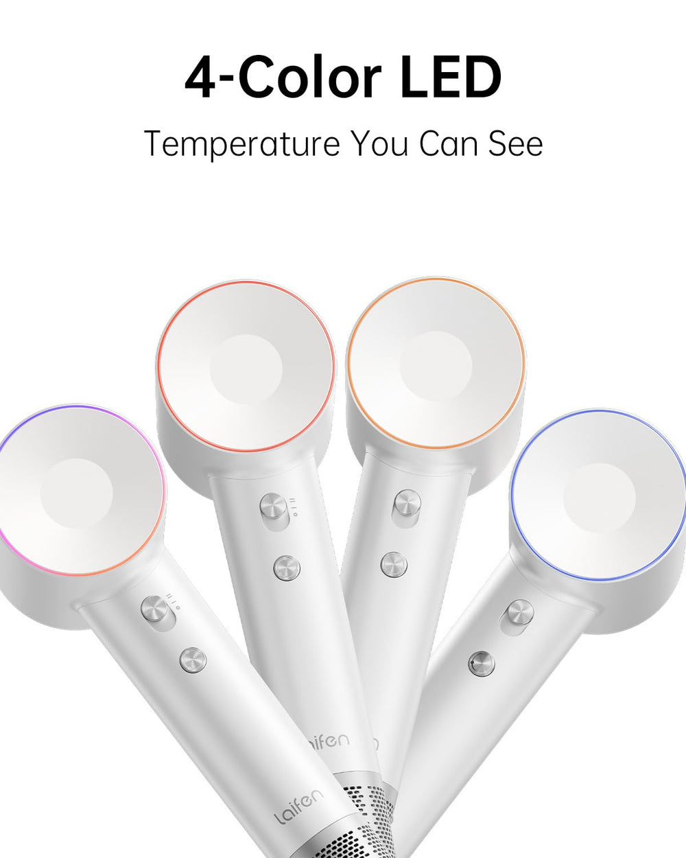 Laifen Swift-temperature-mode shows hot, warm, and cold options for tailored drying.