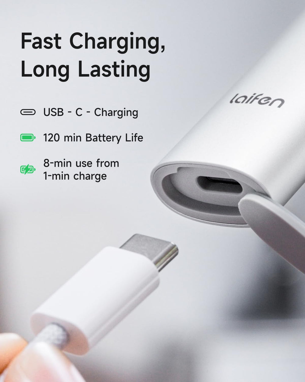 Laifen T1 Pro wet-dry use shows IPX7 waterproof design for easy cleaning.