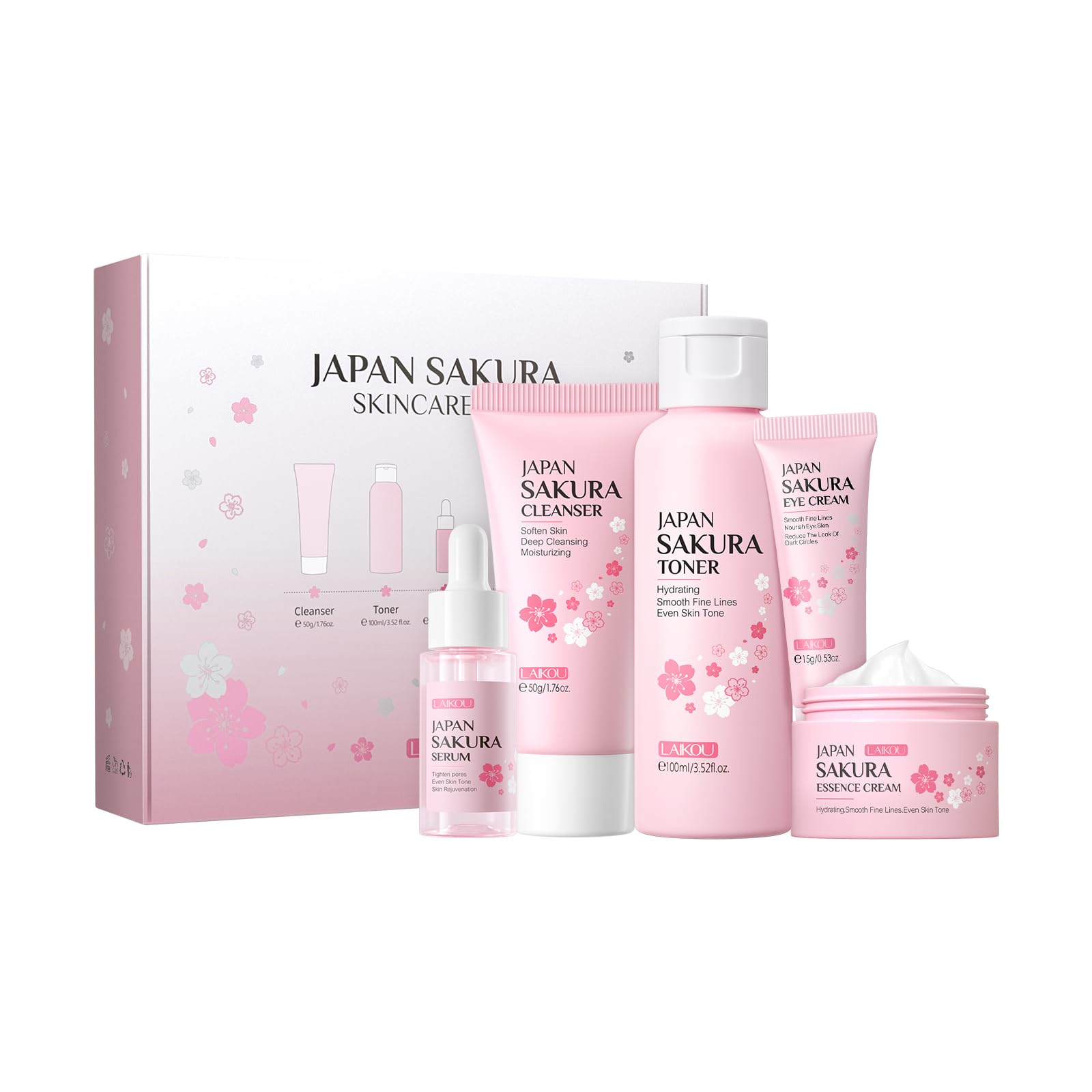 LAIKOU Sakura cleanser pump bottle for a gentle facial cleanse.