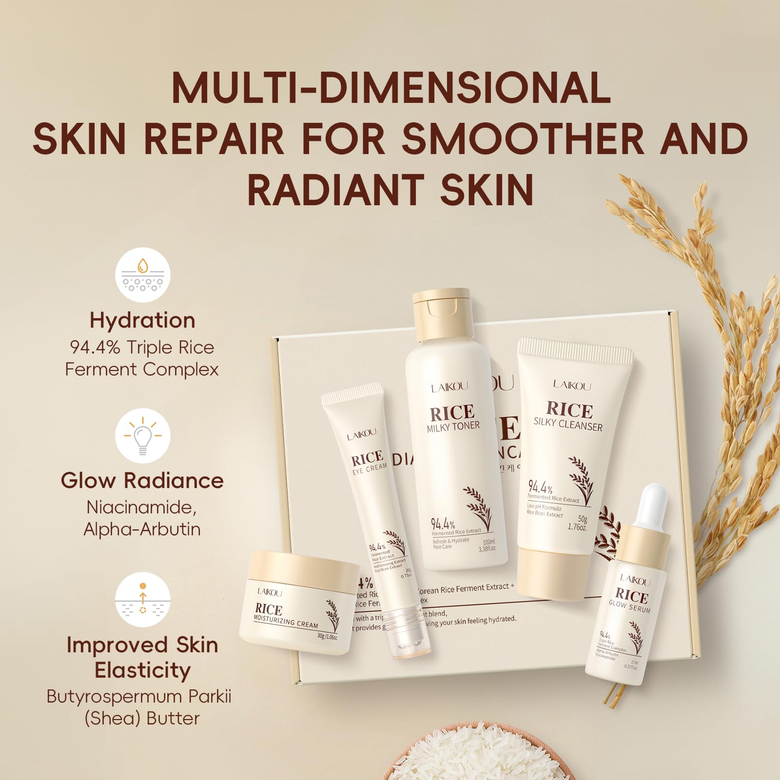 LAIKOU Rice Cleanser bottle for gentle, refreshing cleansing.