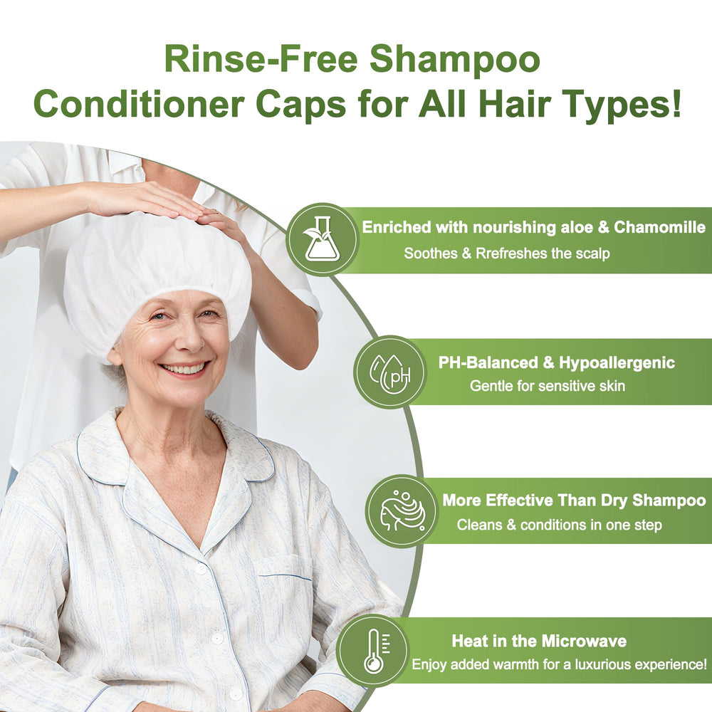 Lajowia shampoo cap bedside-use, clean hair without water for bedridden patients.