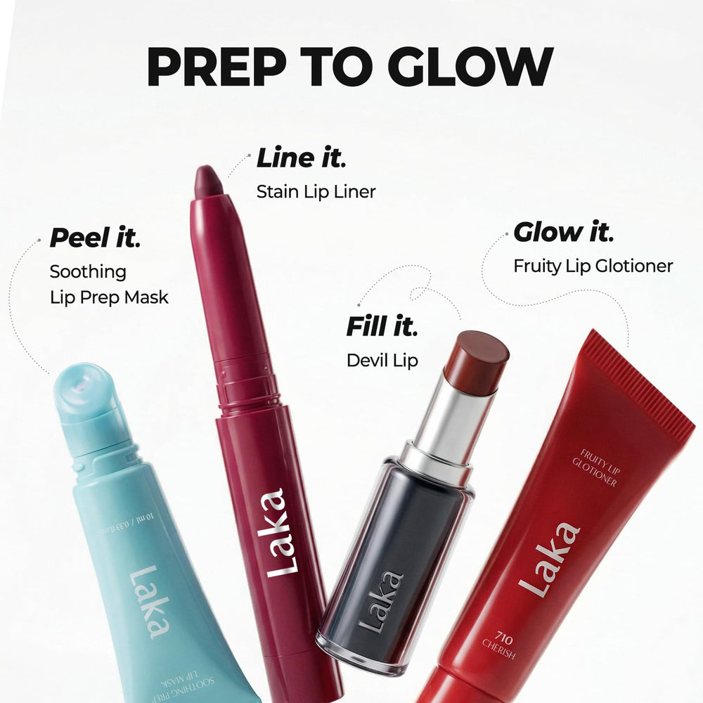 Removing Laka lip liner with cleansing oil to show easy oil-cleansable removal method