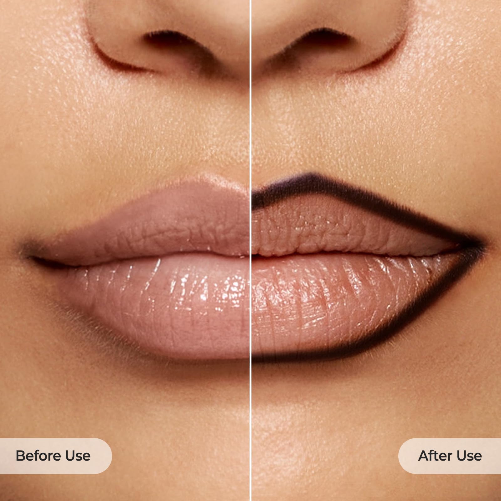 Water droplet test on Laka lip liner swatch showing waterproof resistance and staying power