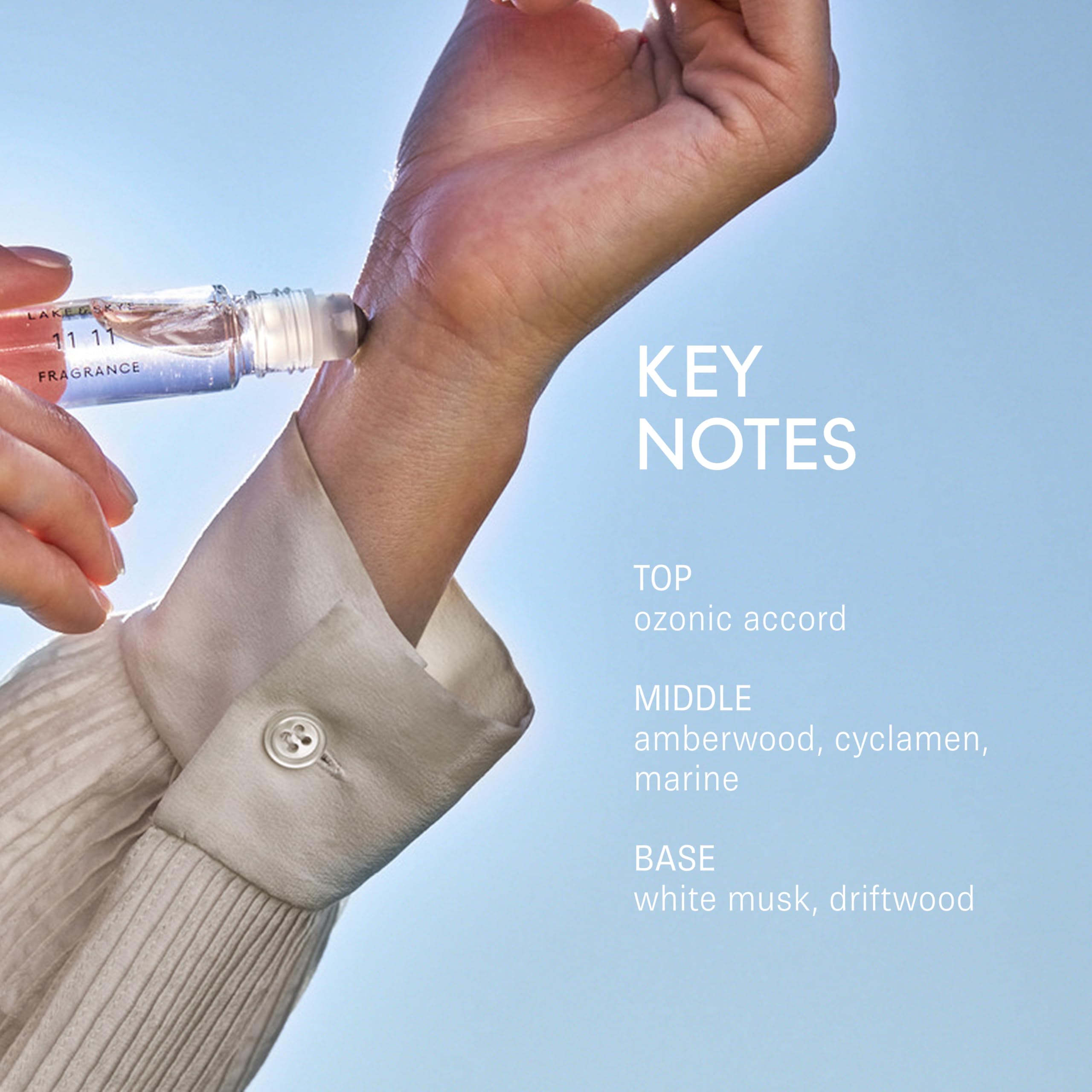 Lake & Skye 11 11 apply-on-wrist showing portable convenience
