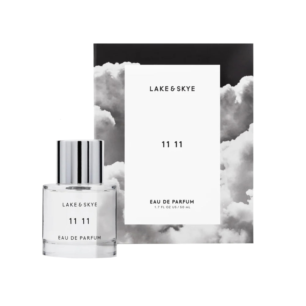 Lake & Skye 11 11 bottle close-up highlighting lasting musk scent.