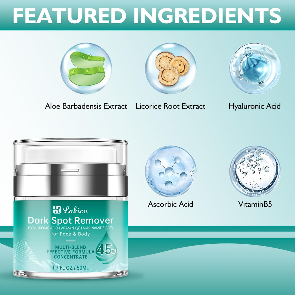 Lakico dark spot remover cream application on hand highlights quick-absorbing texture for daily use.