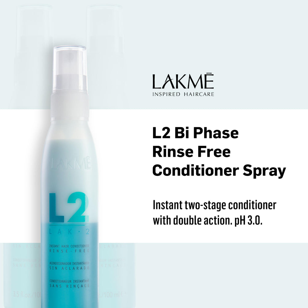 LAKMÉ L2 Bi Phase Conditioner dispensing cap highlights quick, mess-free spray use.