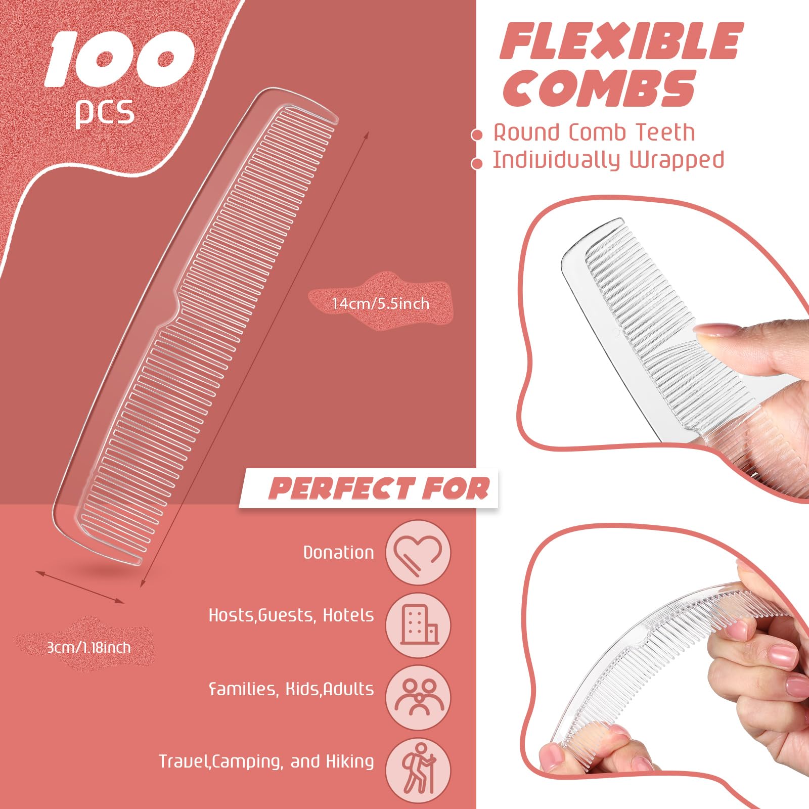 Lallisa transparent packaging keeps each comb hygienic during travel.