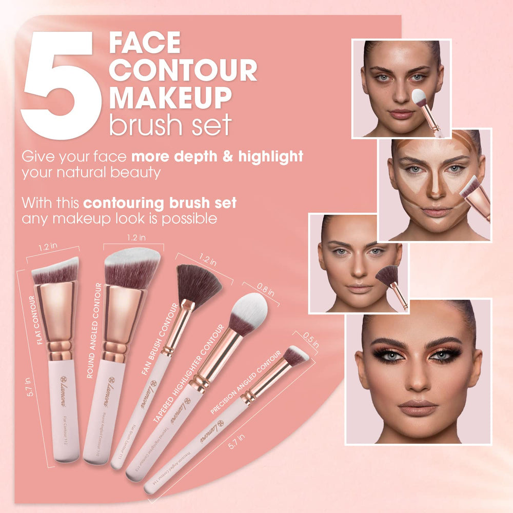 Lamora flat contouring brush delivers clean lines for sculpted jawline definition.