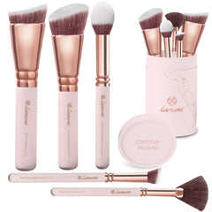 Lamora Pro Face Contour Brush Set packaging showcases premium vegan brushes for easy contouring.