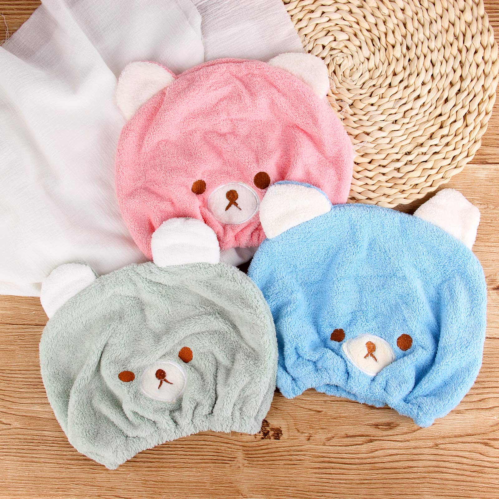 Lamoutor 3-piece hair drying cap elastic cord for adjustable fit in kids