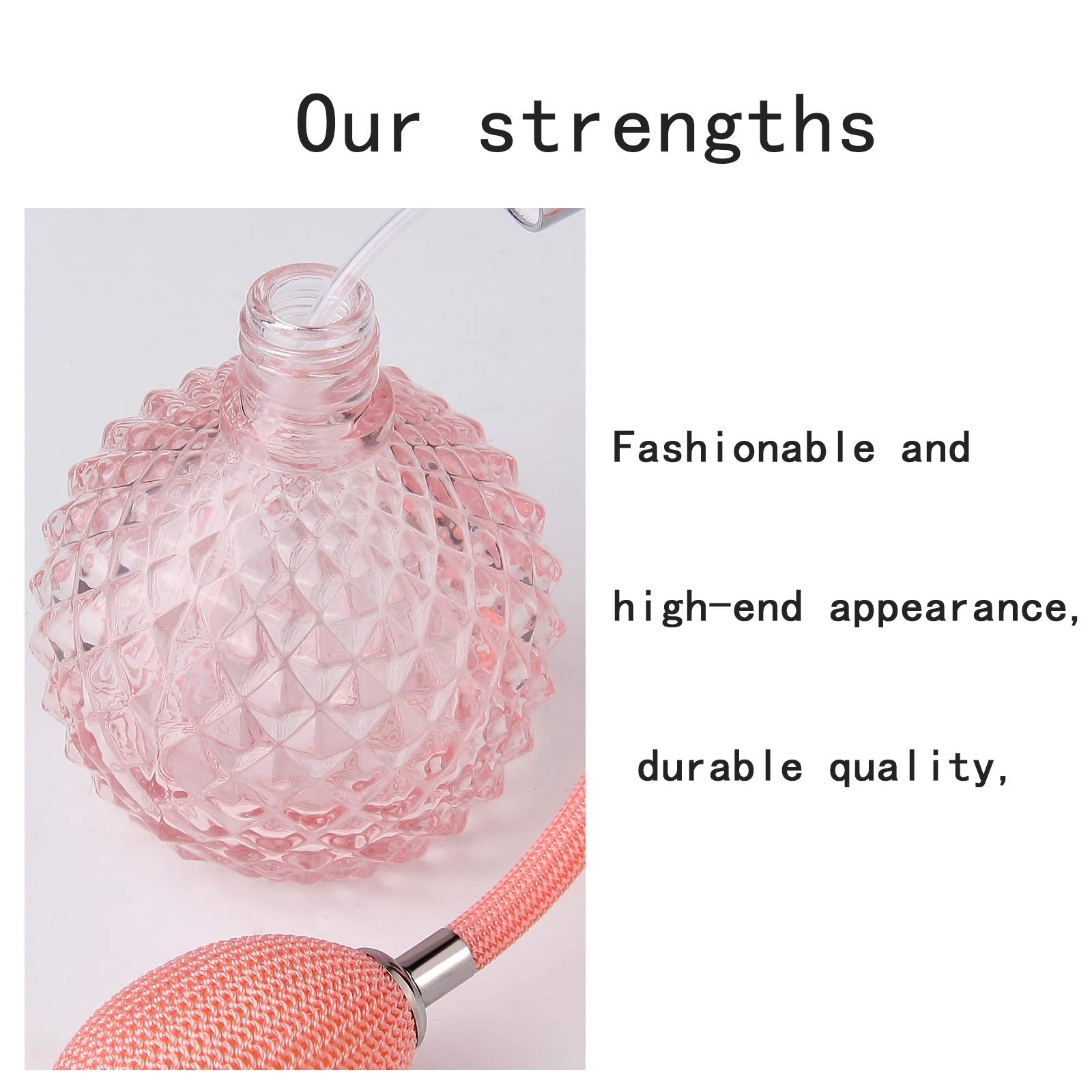 Lamoutor vintage crystal glass bottle in pink for vanity display
