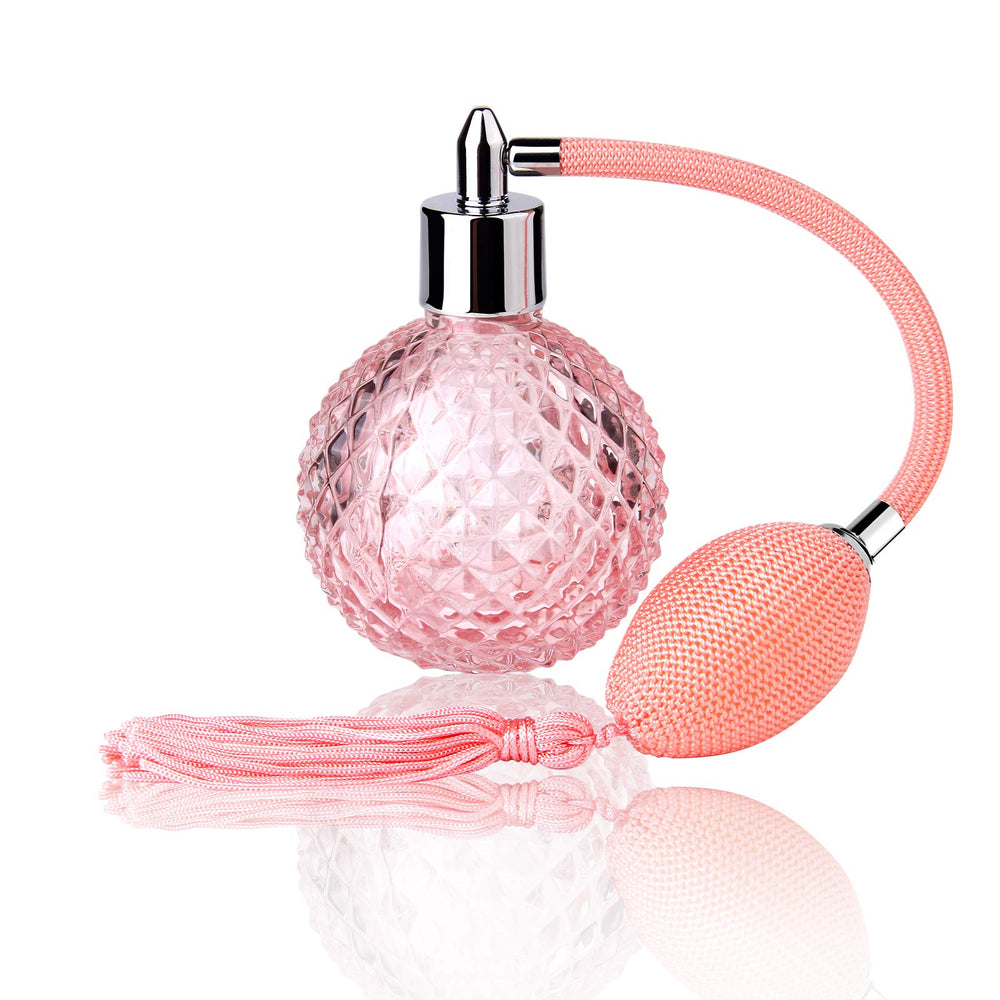 Lamoutor vintage perfume spray bottle pink tassel refillable fragrance storage