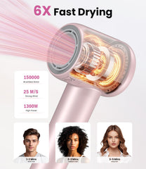 LAMPICK hair dryer uses 25 m/s airflow for smooth styling.