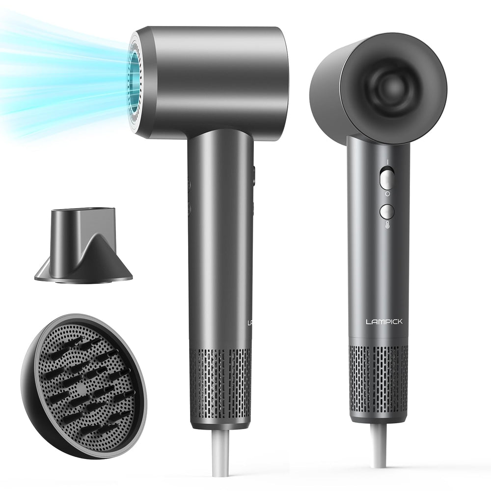 LAMPICK Hair Dryer box shows packaging and diffuser included.