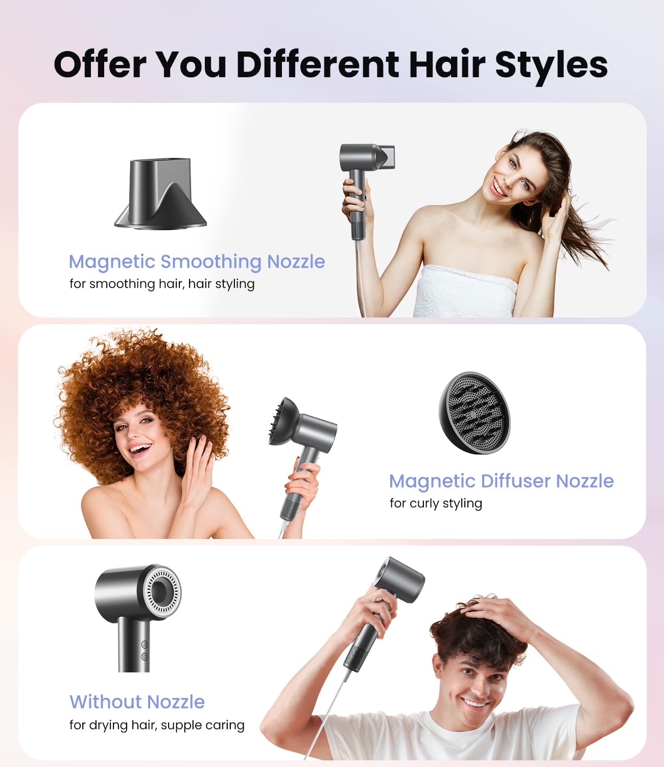 LAMPICK Hair Dryer lightweight body held for travel use.