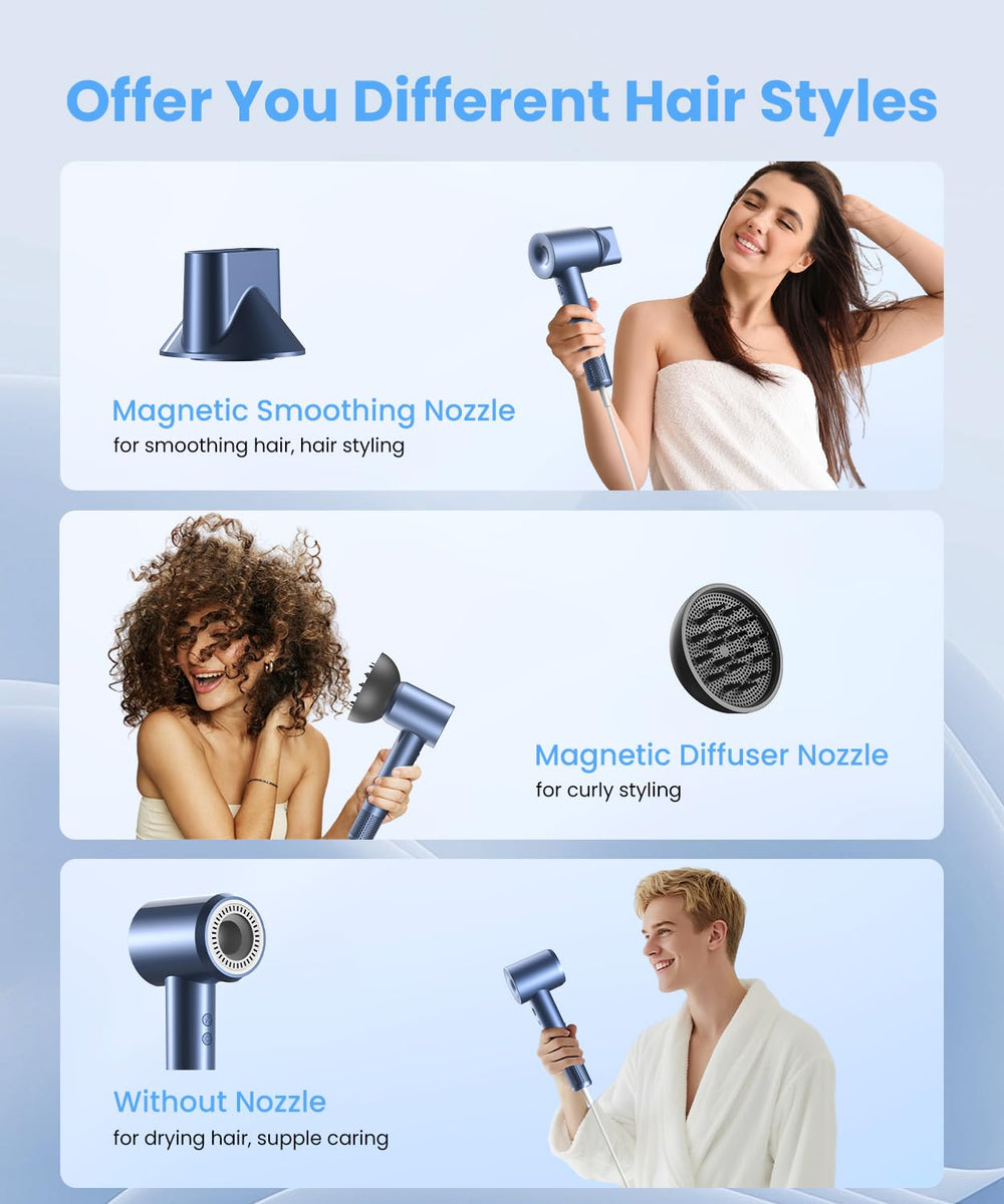 LAMPICK hair dryer lightweight design close-up showing 0.9 lb portability.