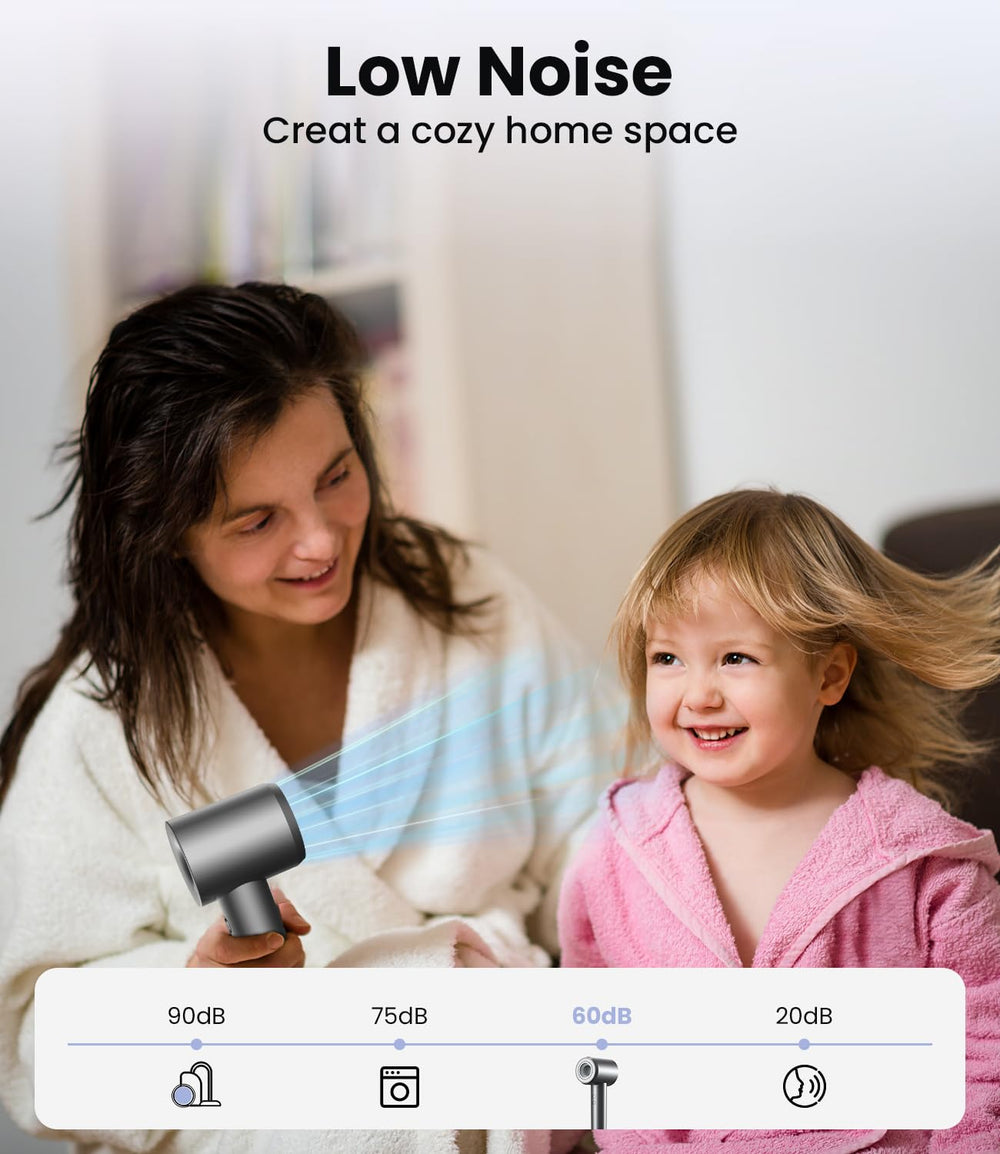 LAMPICK Hair Dryer operates at low noise for quiet styling.