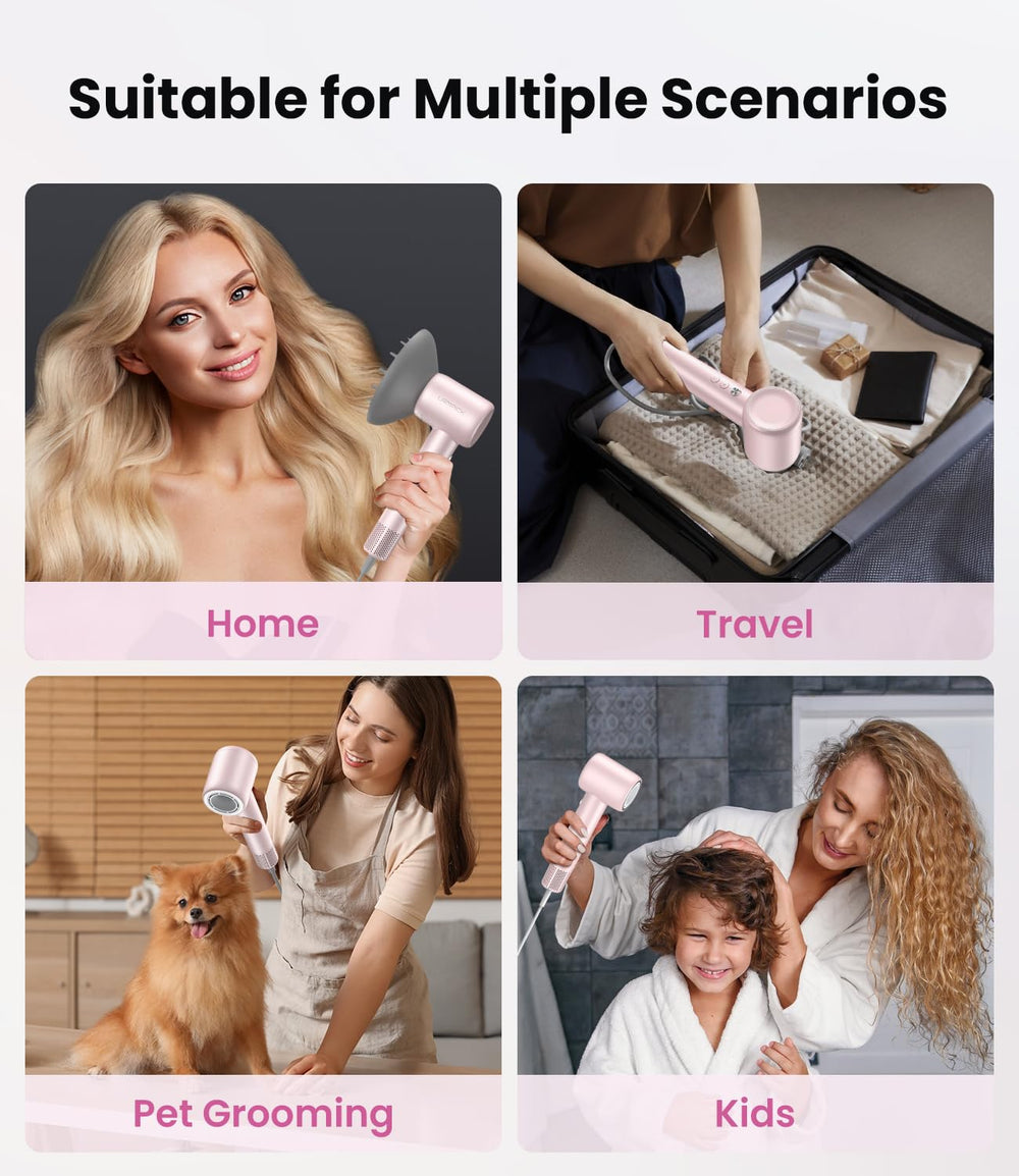 LAMPICK hair dryer is ultra-portable and lightweight, ideal for travel.