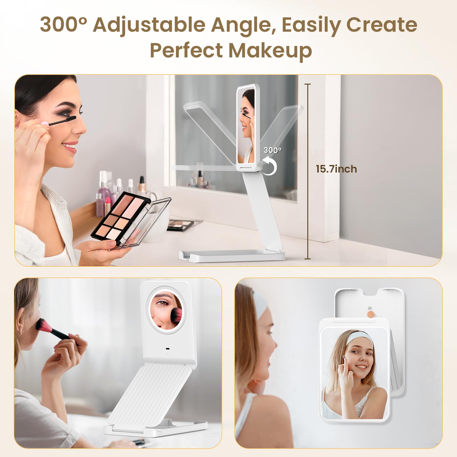 LAMPICK 10X magnifier assists precise eyeliner and brow work.