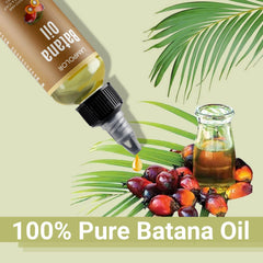 Lampolar RAW Batana Oil in hand highlights essential fatty acids for deep conditioning.