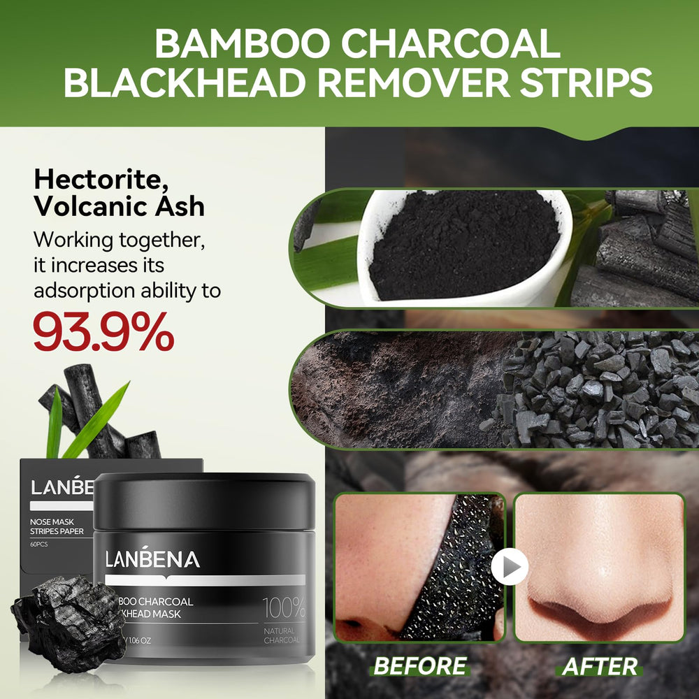 LANBENA bamboo charcoal mask closeup texture shows thick formula for deep cleansing