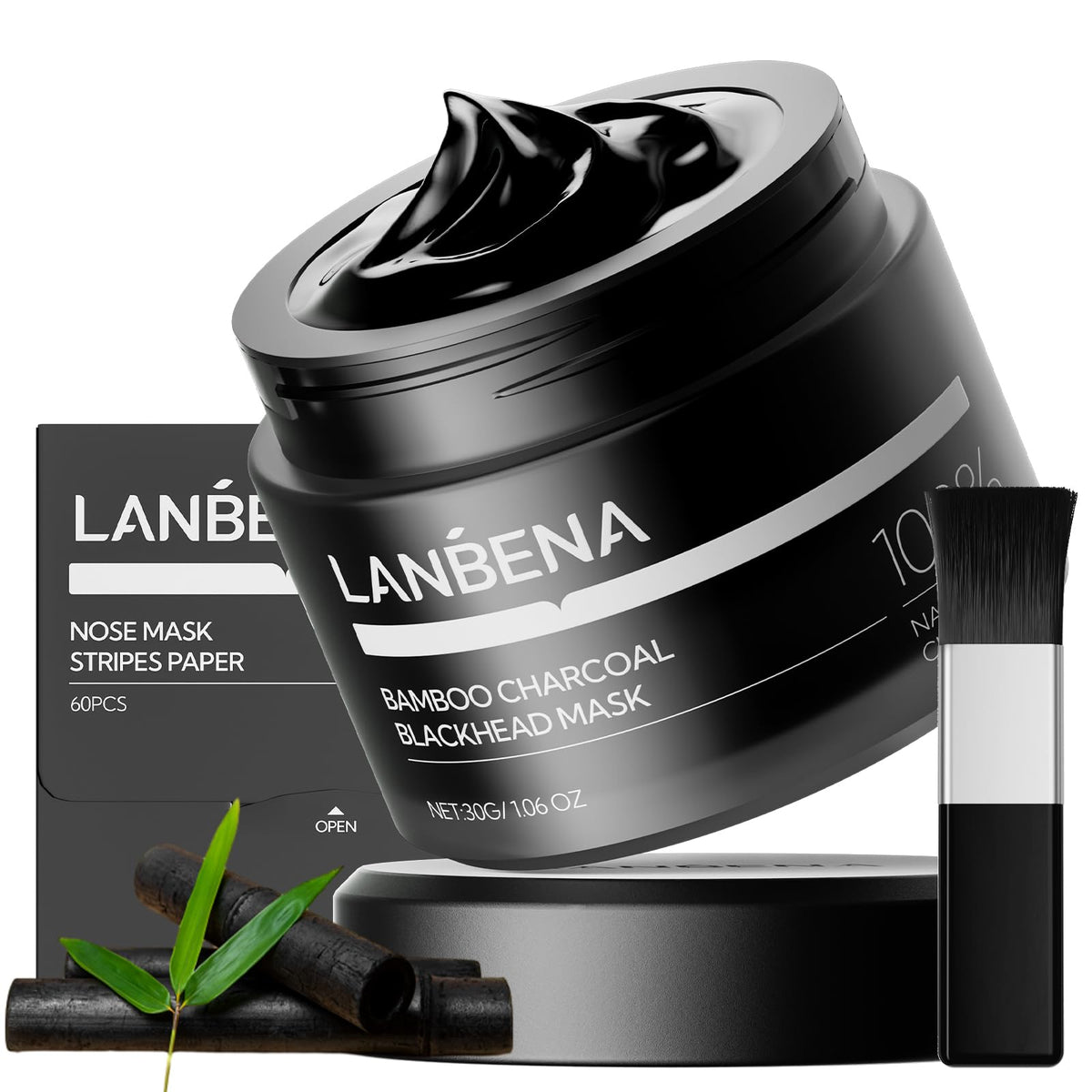 LANBENA bamboo charcoal mask nose-strip in application for clearer pores