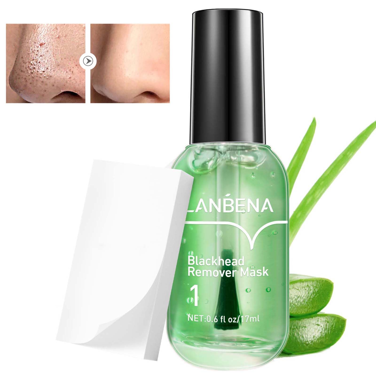 LANBENA blackhead mask 2in1 green tea oil on nose showing pore cleansing capability