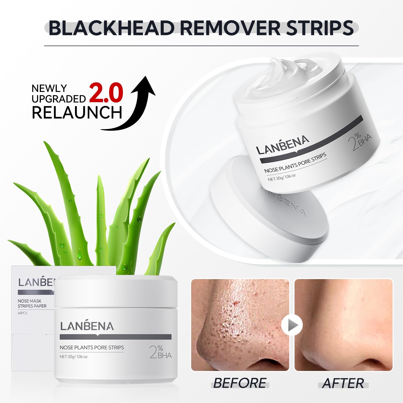 LANBENA face pore cleanse close-up highlights deep-clean results.