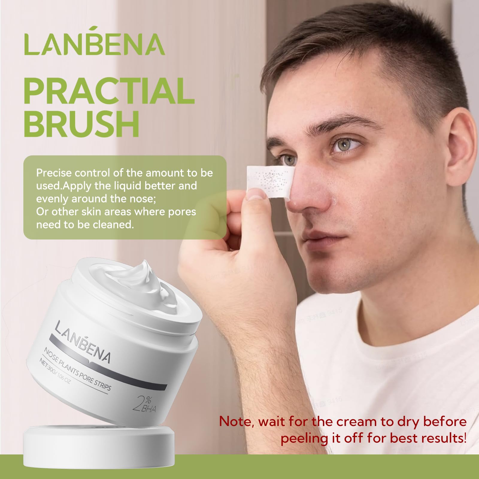 LANBENA multi-area use on forehead, nose, and chin.