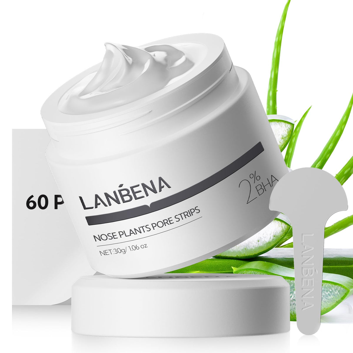 LANBENA nose-strip packaging demonstrates convenient at-home pore cleansing.