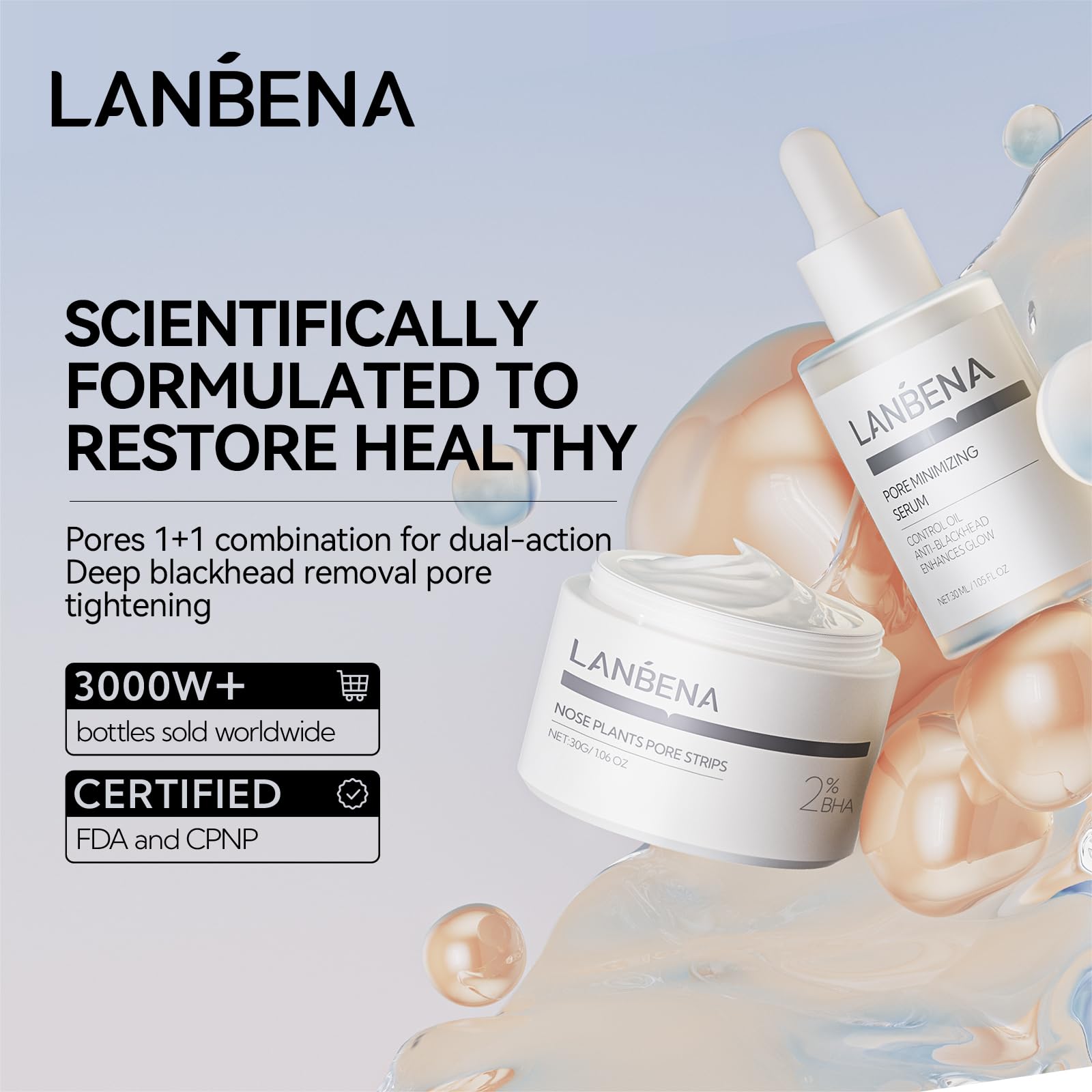 LANBENA nose strips closeup demonstrates pore-clearing action for refreshed-looking skin.