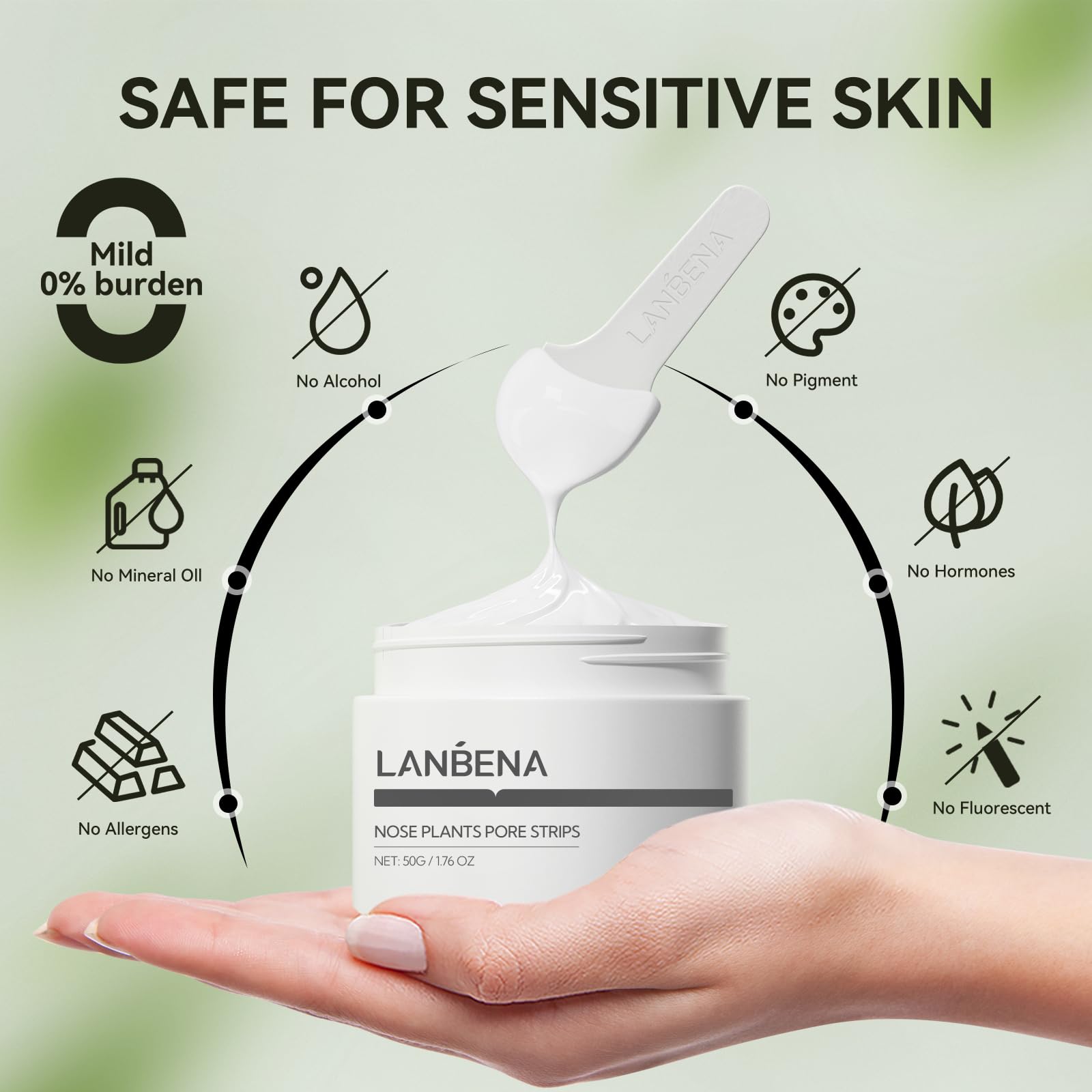 LANBENA soft rubber nose brush cleans easily after removal.