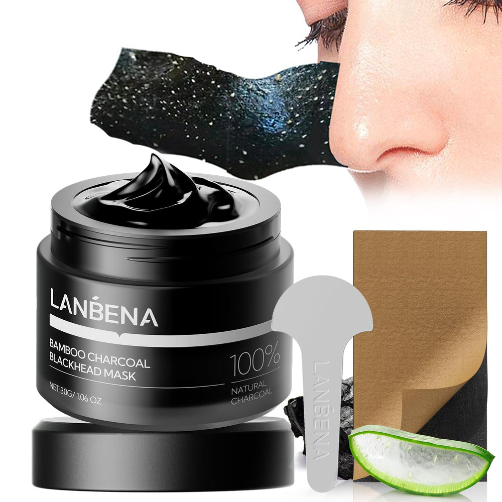 LANBENA Upgraded 2.0 bamboo charcoal mask packaging highlights pore cleansing potential