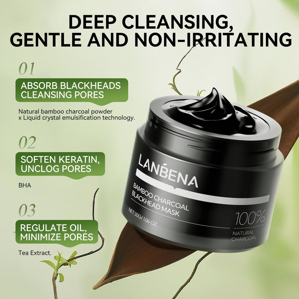 LANBENA pore-purification graphic conveys deep cleaning effect and reduced oil.