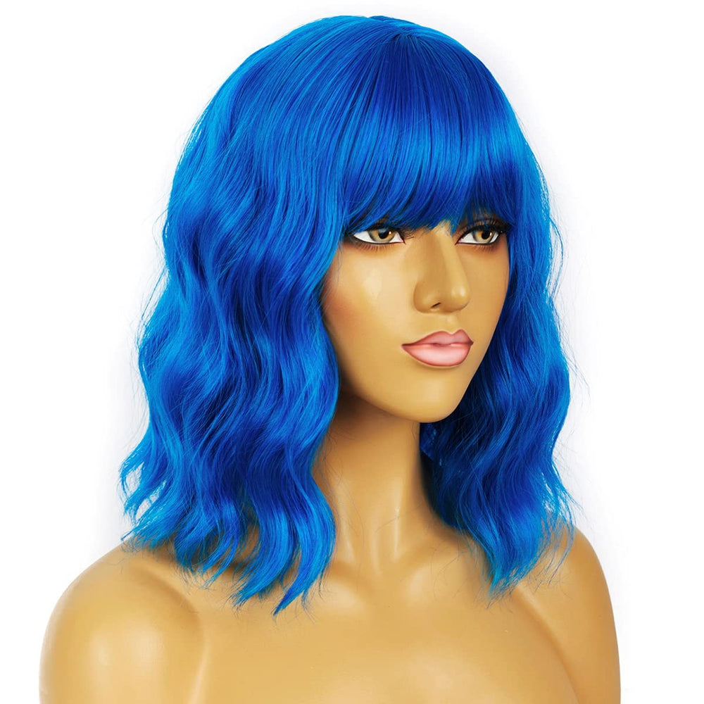 LANCAINI blue wig back view demonstrates volume and natural fall