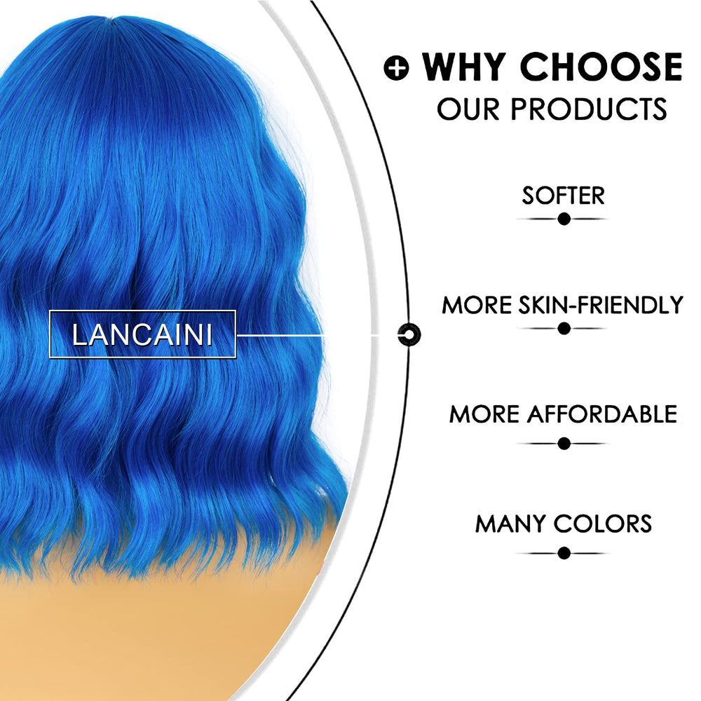LANCAINI blue wig cosplay styling idea close-up