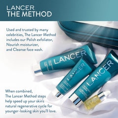 Lancer Cleanse facial cleanser shot highlights a gentle cleanse for hydrated skin.