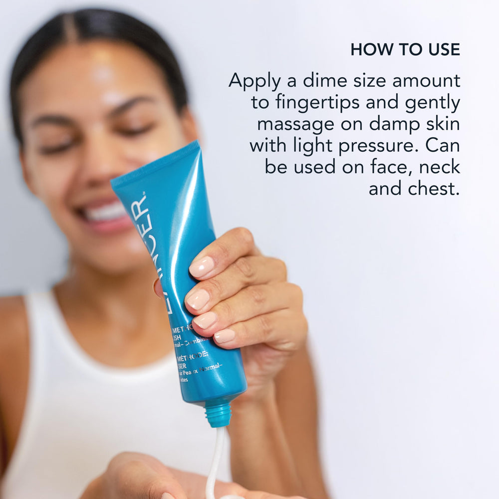 Lancer Skincare Polish dime size application demonstrates simple daily use on face